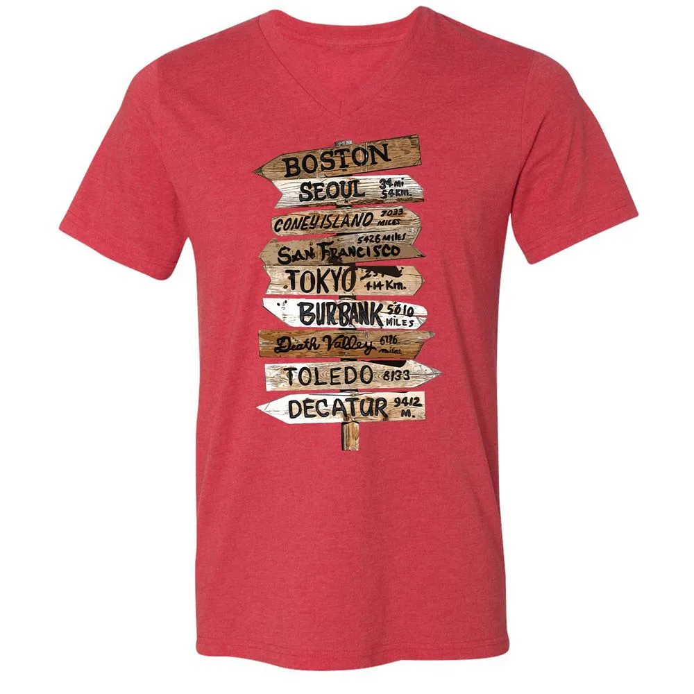 Unisex V-Neck T-Shirt - R1J24H31 - Heather Red - 16