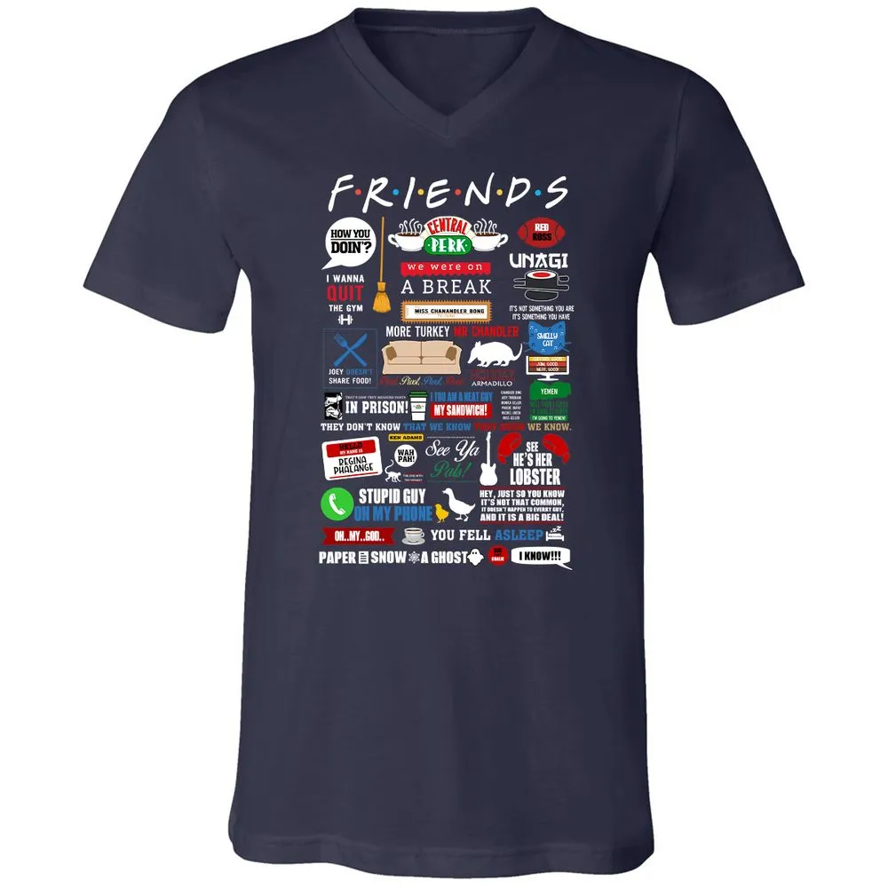 Unisex V-Neck T-Shirt - W4UKF8FB - Navy - 2