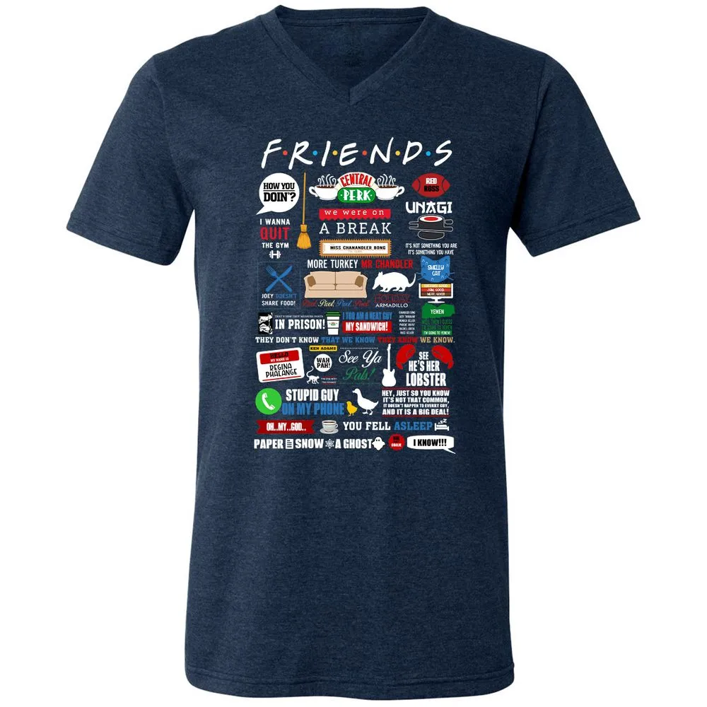 Unisex V-Neck T-Shirt - W4UKF8FB - Heather Navy - 15