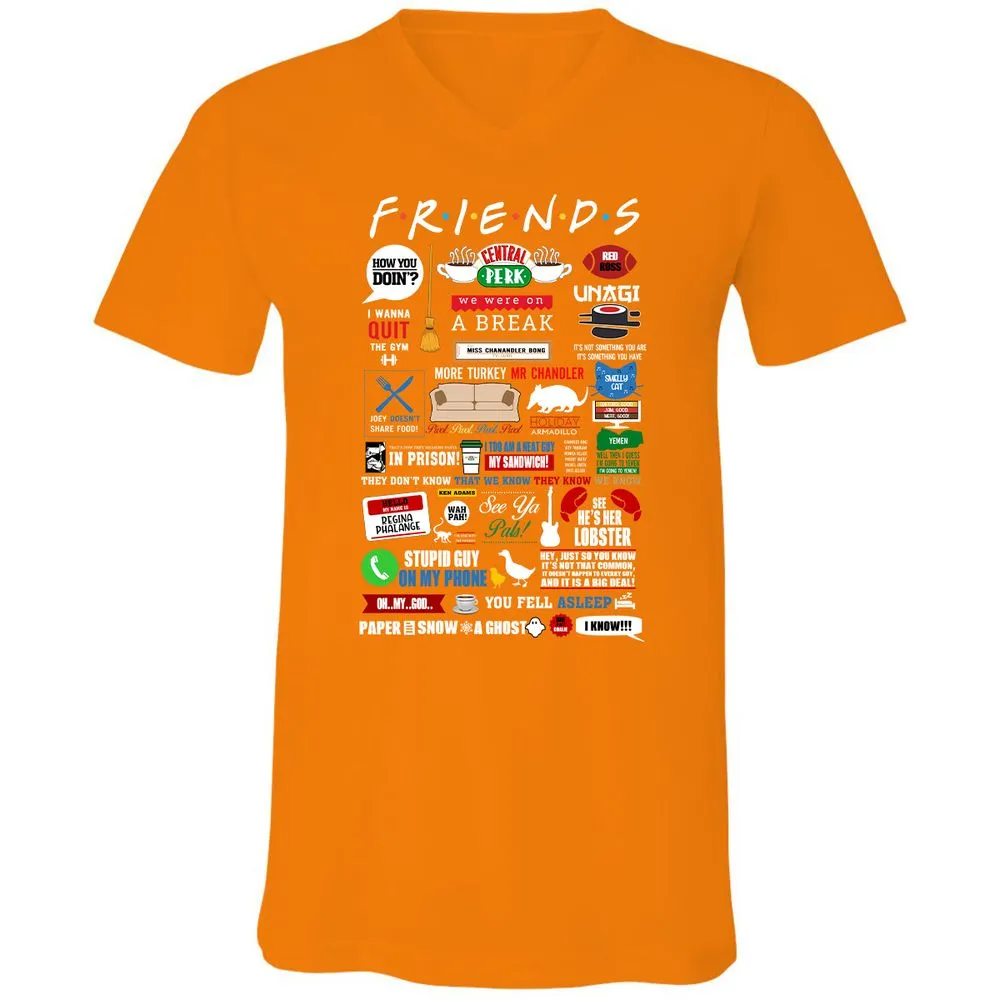 Unisex V-Neck T-Shirt - W4UKF8FB - Orange - 11