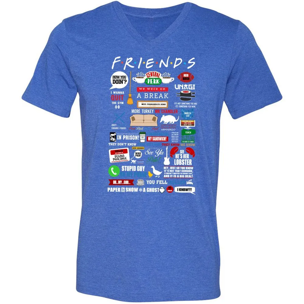 Unisex V-Neck T-Shirt - W4UKF8FB - Heather True Royal - 14