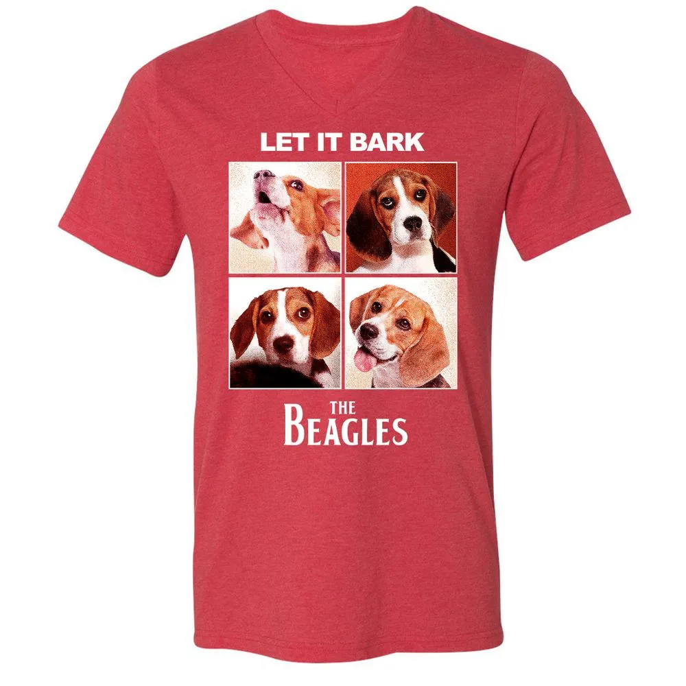 Unisex V-Neck T-Shirt - FDXZ7E8W - Heather Red - 16