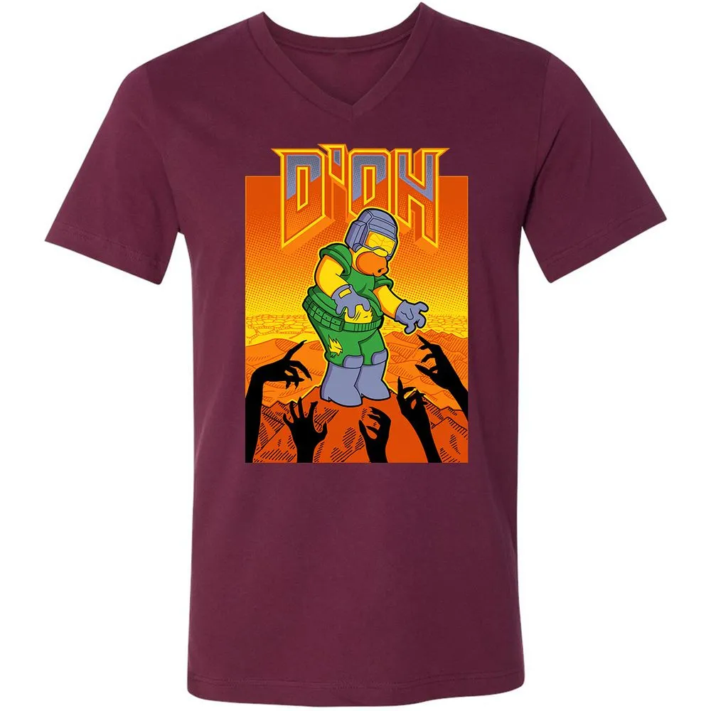 Unisex V-Neck T-Shirt - RQKPZATB - Maroon - 6
