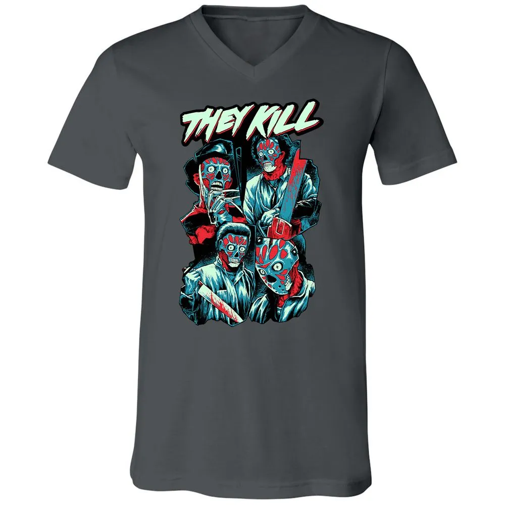 Unisex V-Neck T-Shirt - 4CUXCPYF - Asphalt - 12