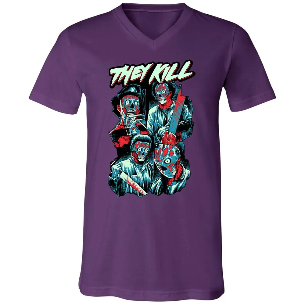 Unisex V-Neck T-Shirt - 4CUXCPYF - Team Purple - 9