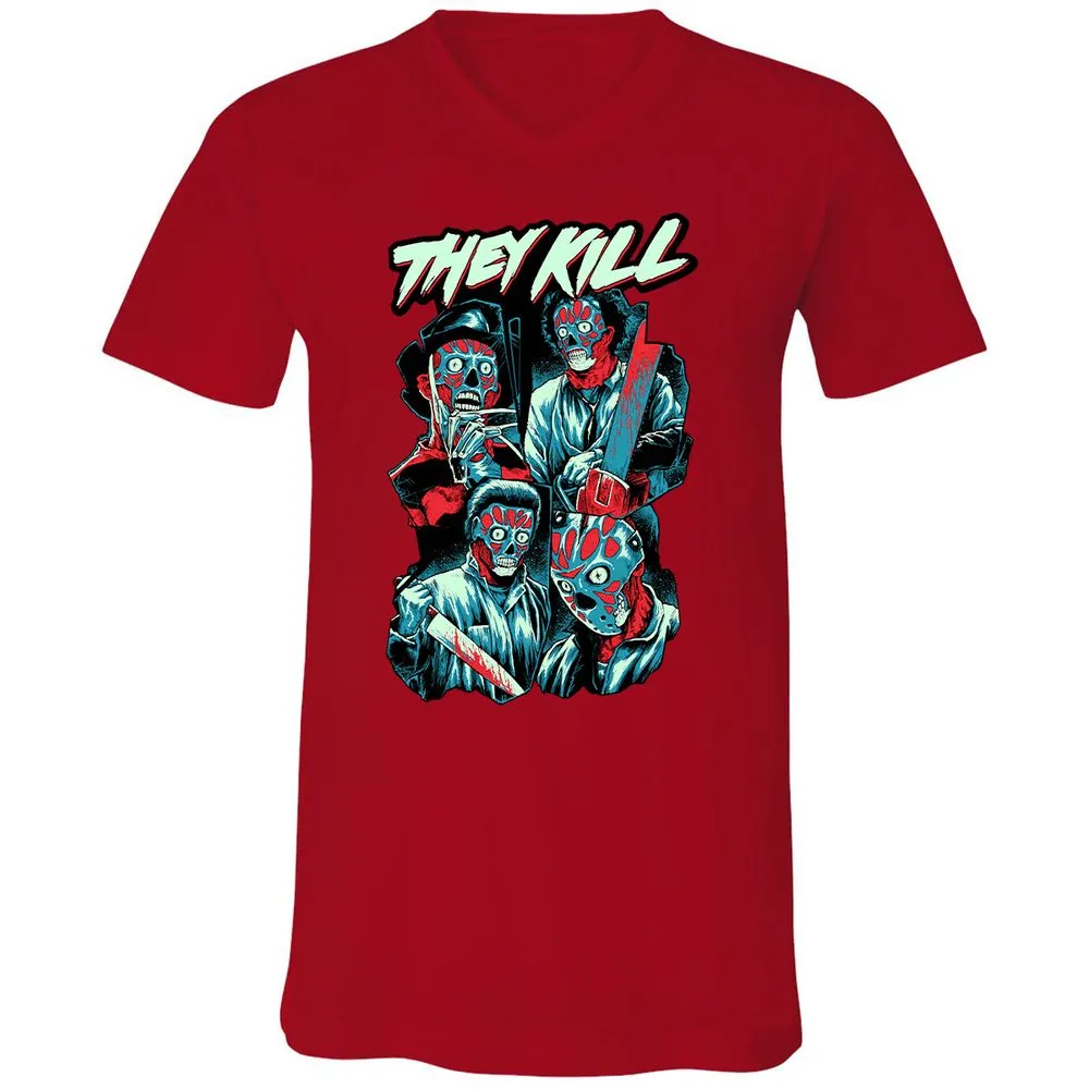 Unisex V-Neck T-Shirt - 4CUXCPYF - Red - 3
