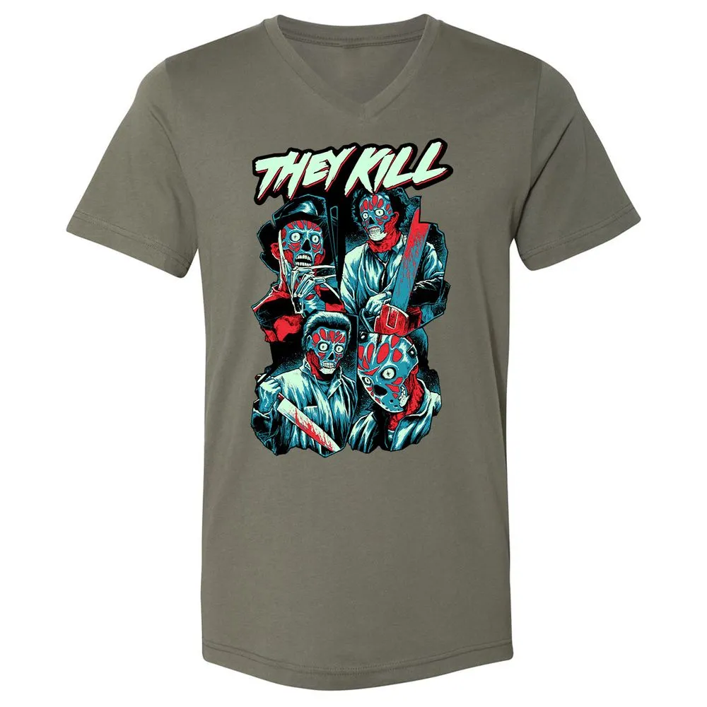 Unisex V-Neck T-Shirt - 4CUXCPYF - Military Green - 10