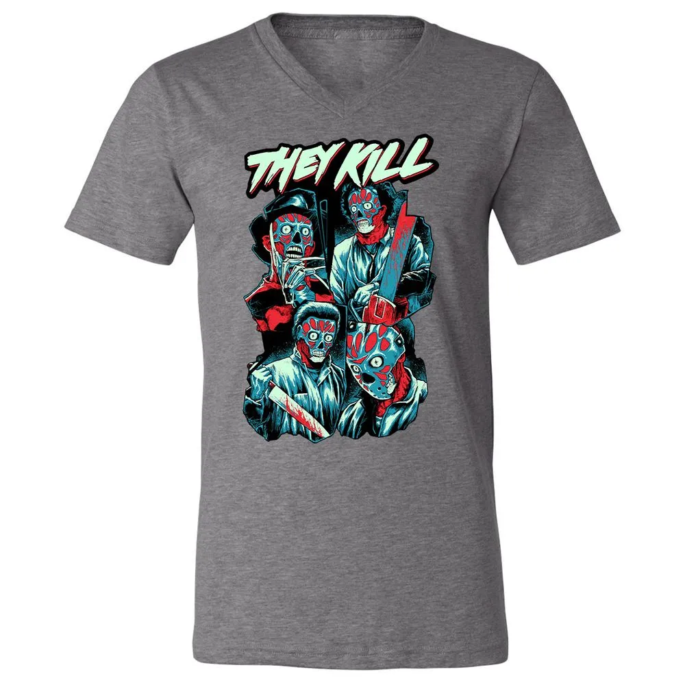 Unisex V-Neck T-Shirt - 4CUXCPYF - Deep Heather - 13
