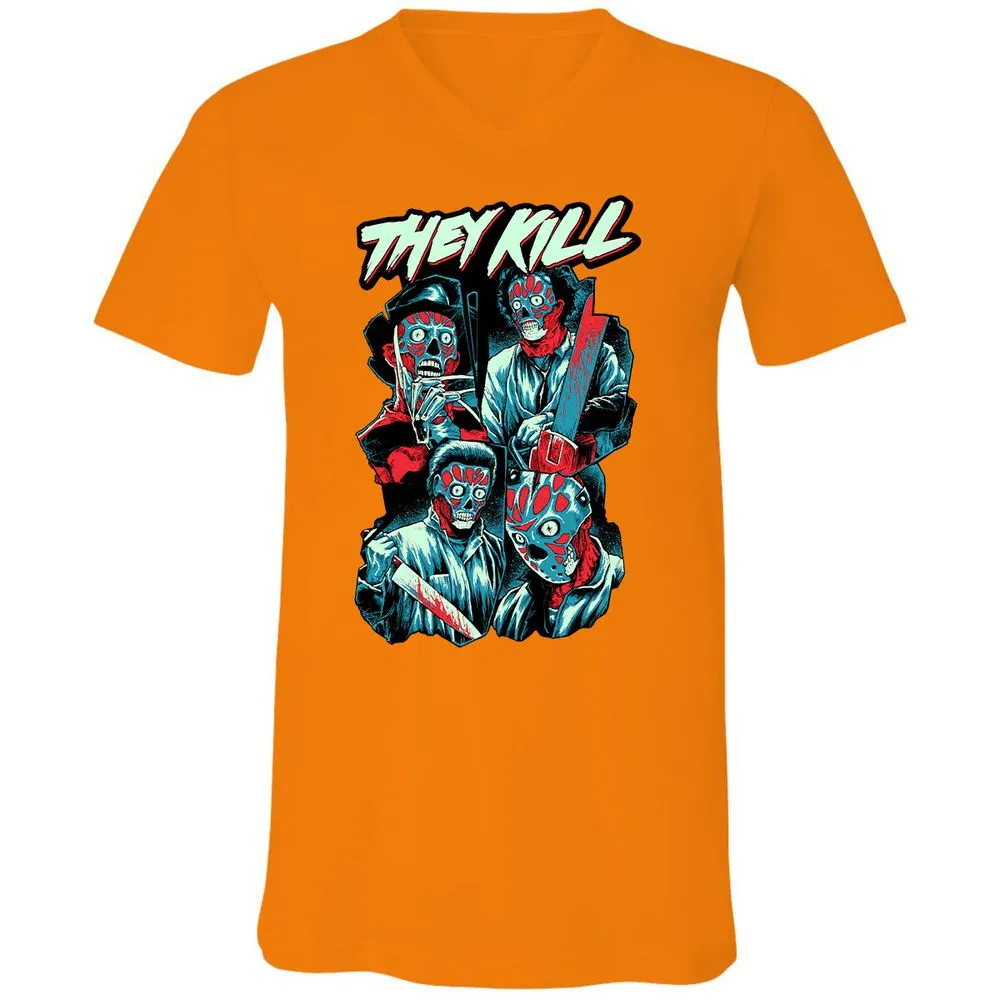 Unisex V-Neck T-Shirt - 4CUXCPYF - Orange - 11
