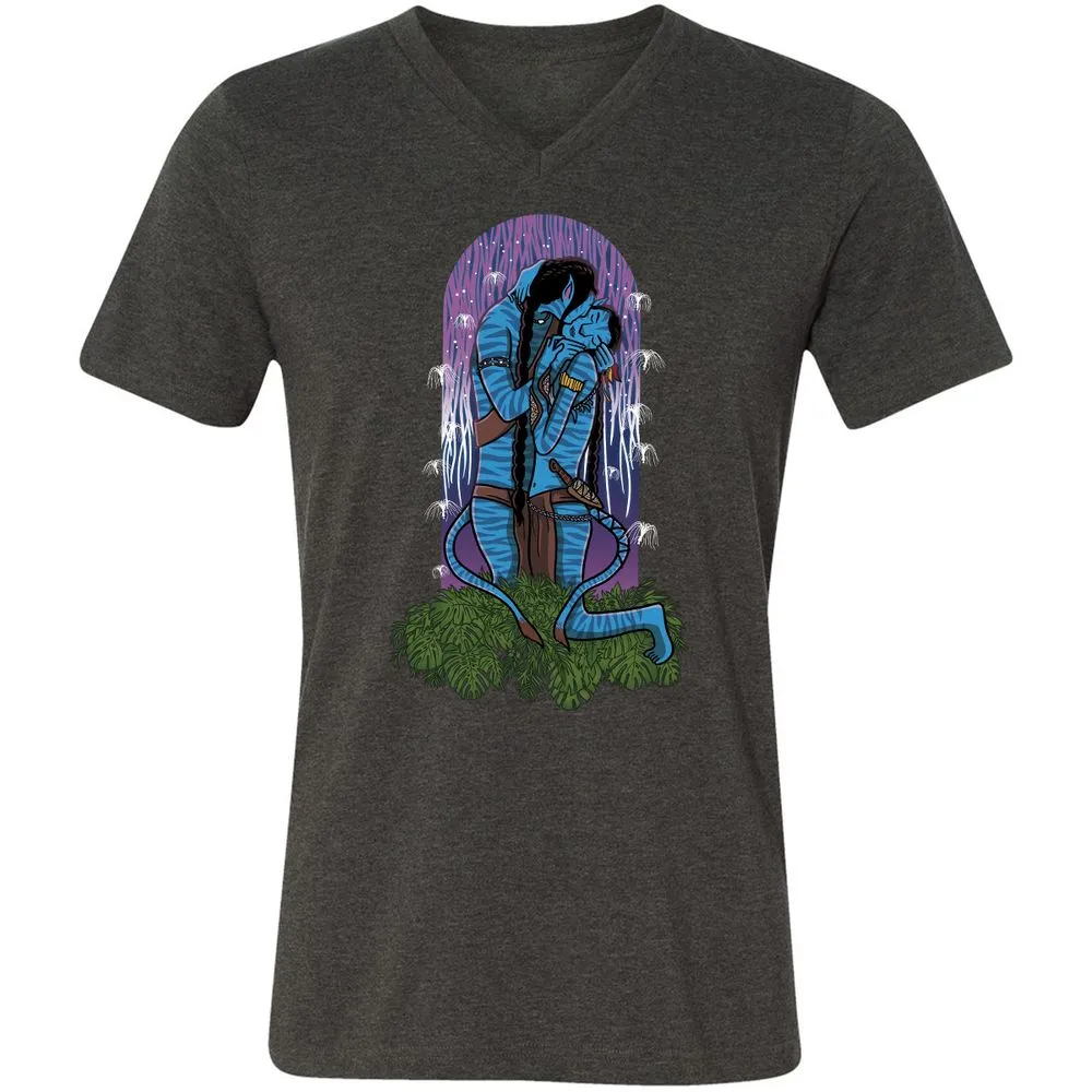 Unisex V-Neck T-Shirt - 3EVJAAGJ - Dark Grey Heather - 8