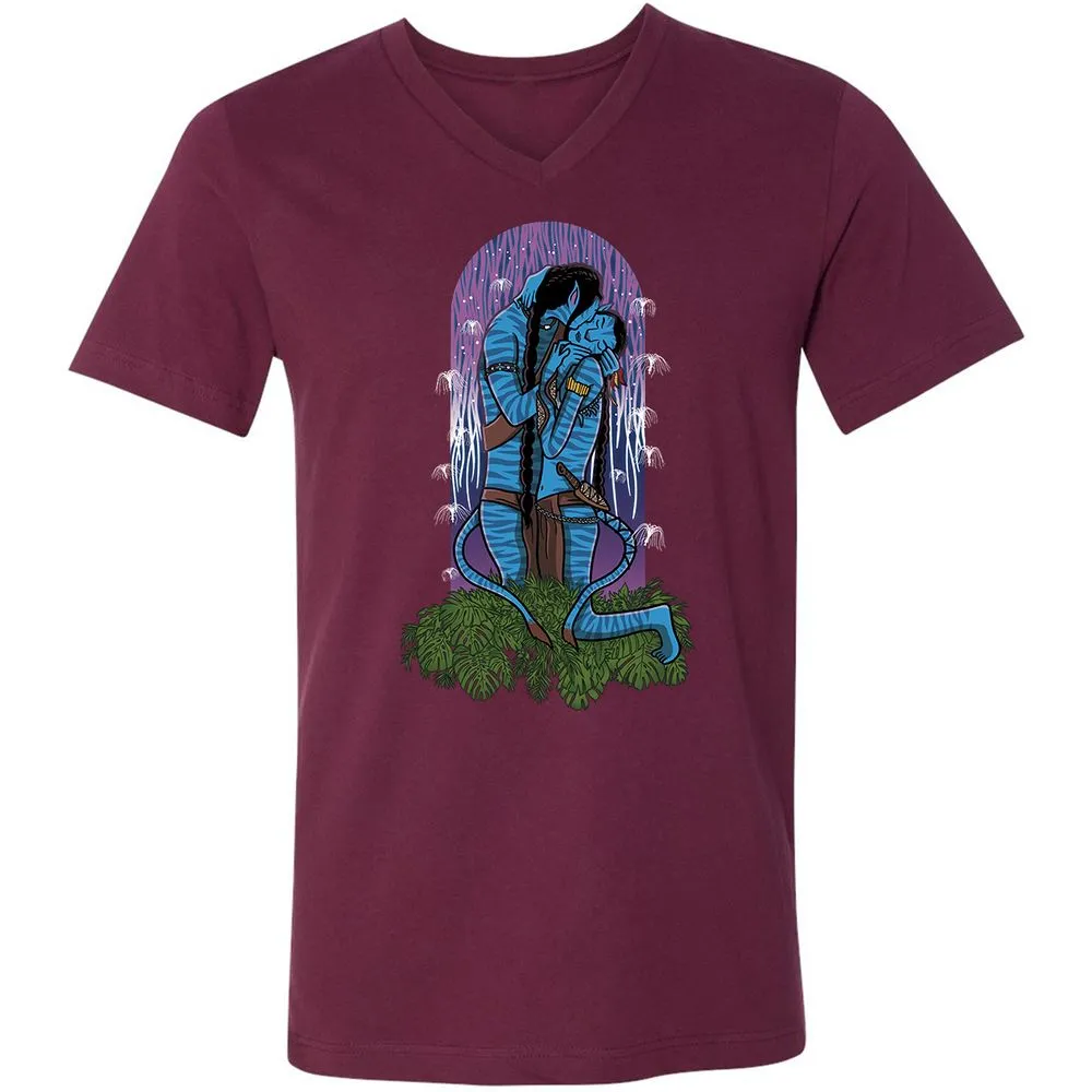 Unisex V-Neck T-Shirt - 3EVJAAGJ - Maroon - 6