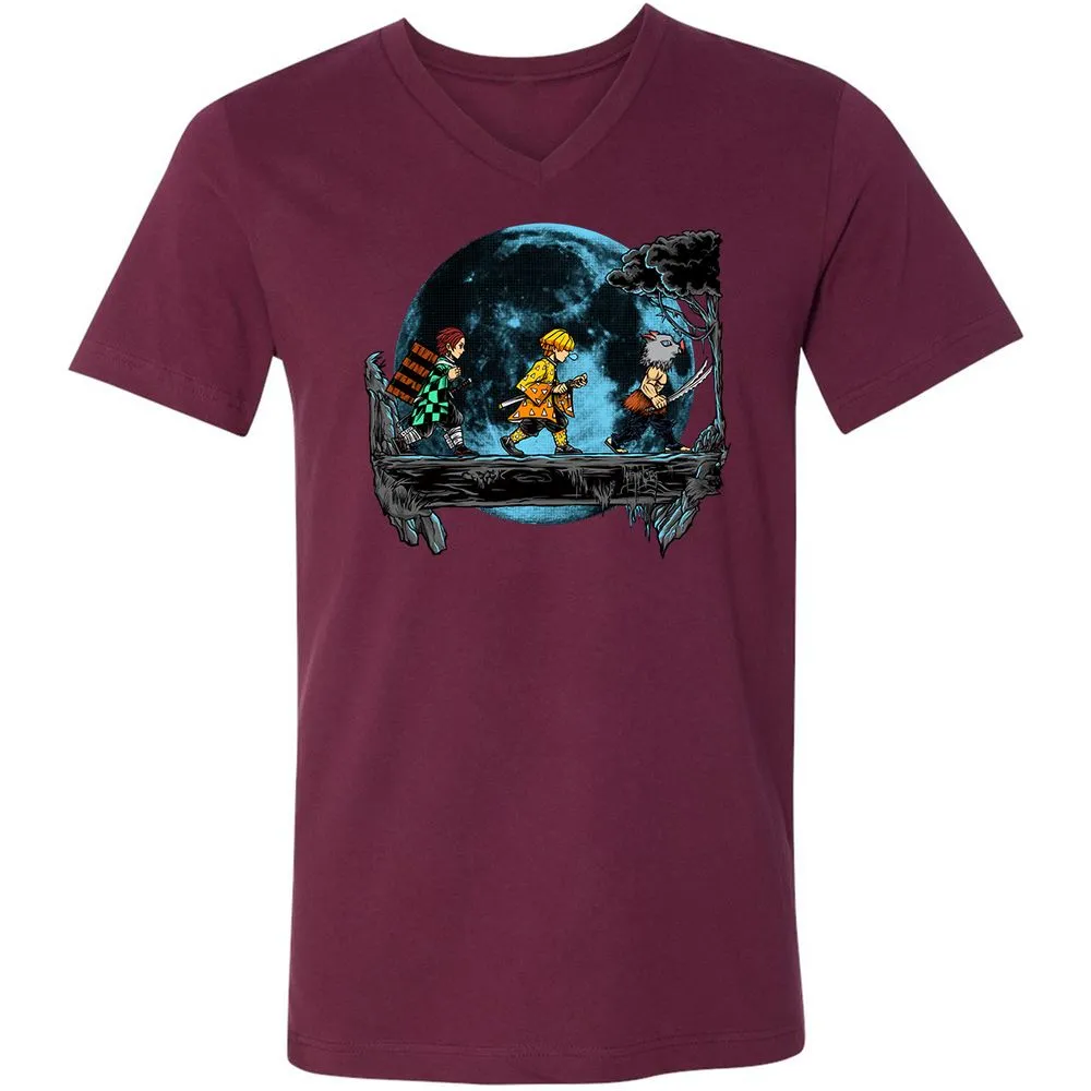 Unisex V-Neck T-Shirt - 97V2UERL - Maroon - 6