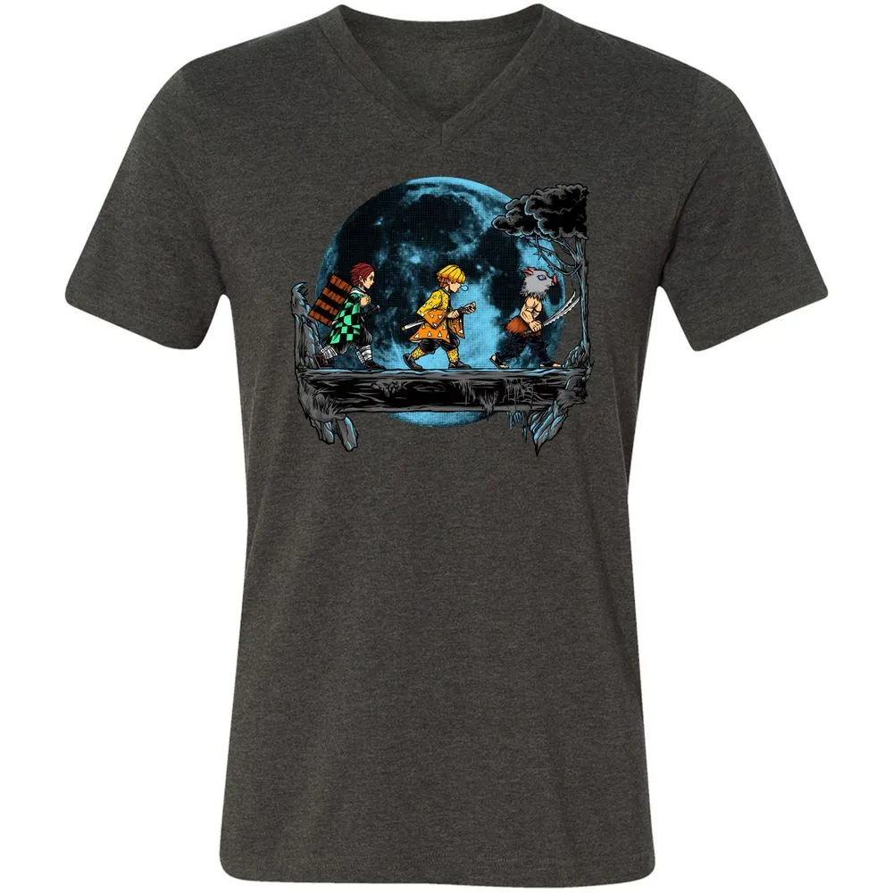 Unisex V-Neck T-Shirt - 97V2UERL - Dark Grey Heather - 8