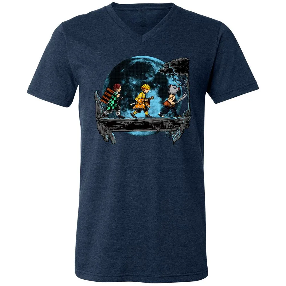 Unisex V-Neck T-Shirt - 97V2UERL - Heather Navy - 15