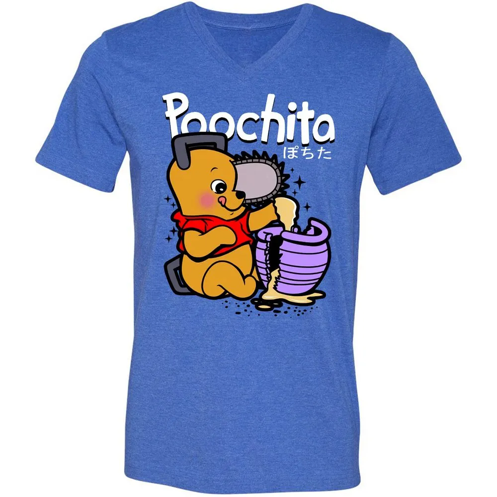 Unisex V-Neck T-Shirt - 56Z7PVWU - Heather True Royal - 14