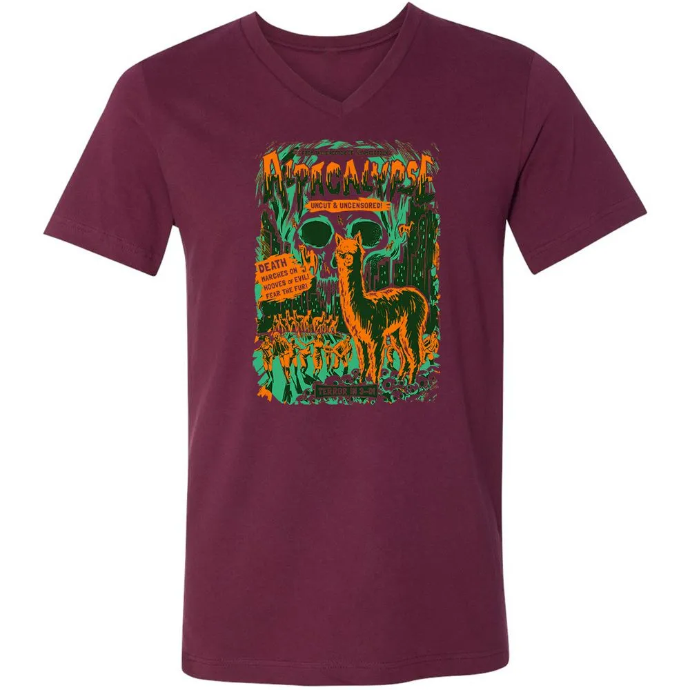 Unisex V-Neck T-Shirt - ASVZRE4L - Maroon - 6