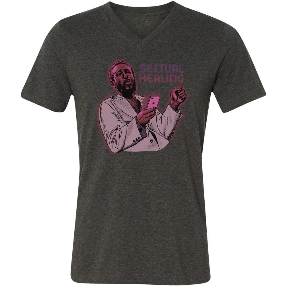 Unisex V-Neck T-Shirt - NC1REZ92 - Dark Grey Heather - 8