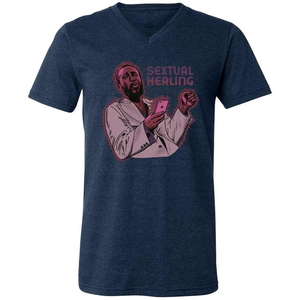 Unisex V-Neck T-Shirt - NC1REZ92 - Heather Navy - 15