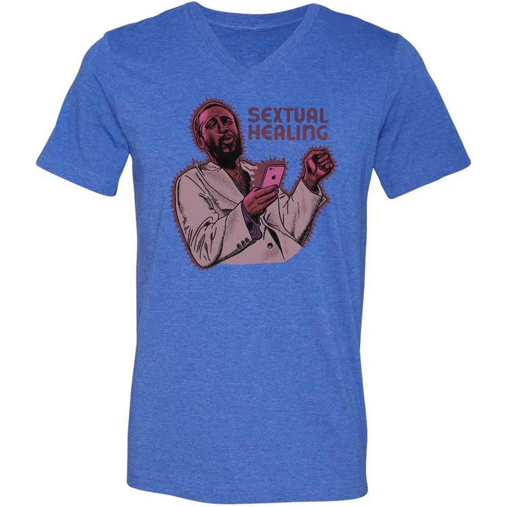 Unisex V-Neck T-Shirt - NC1REZ92 - Heather True Royal - 14