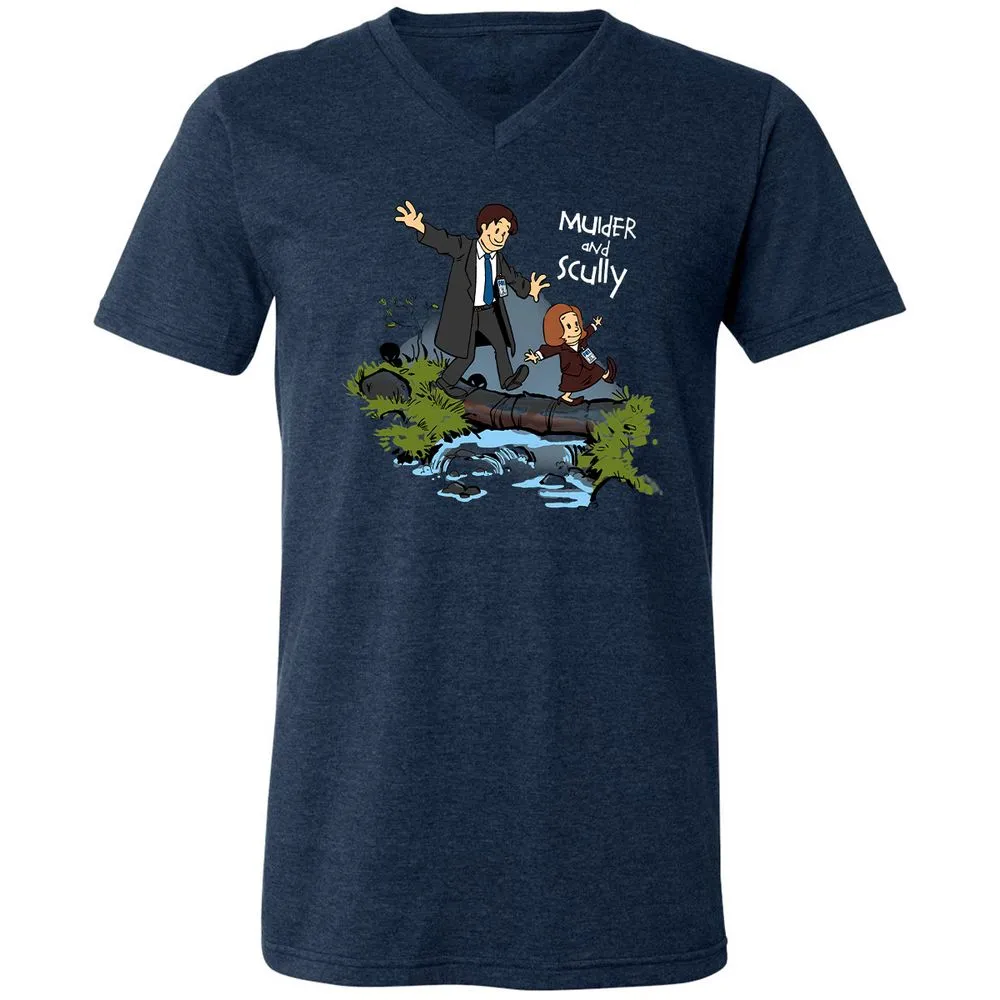 Unisex V-Neck T-Shirt - D8ASUAR5 - Heather Navy - 15
