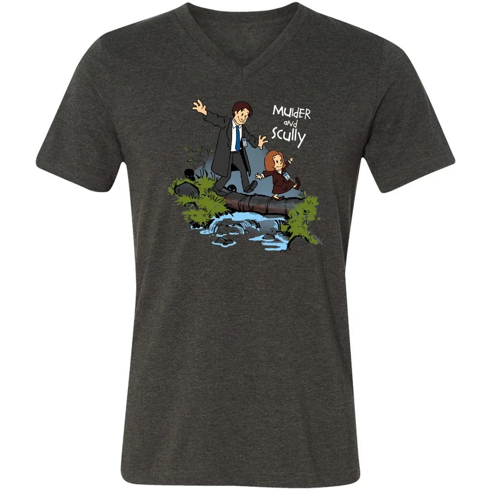 Unisex V-Neck T-Shirt - D8ASUAR5 - Dark Grey Heather - 8