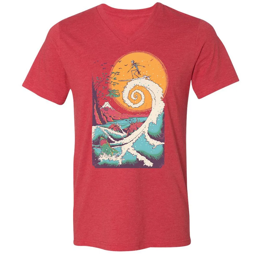 Unisex V-Neck T-Shirt - 5FHYNHPJ - Heather Red - 16