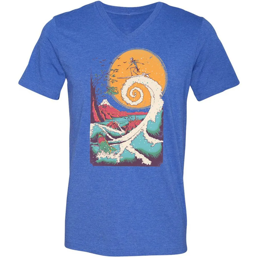Unisex V-Neck T-Shirt - 5FHYNHPJ - Heather True Royal - 14