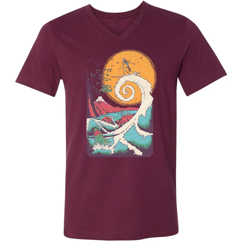 Unisex V-Neck T-Shirt - 5FHYNHPJ - Maroon - 6