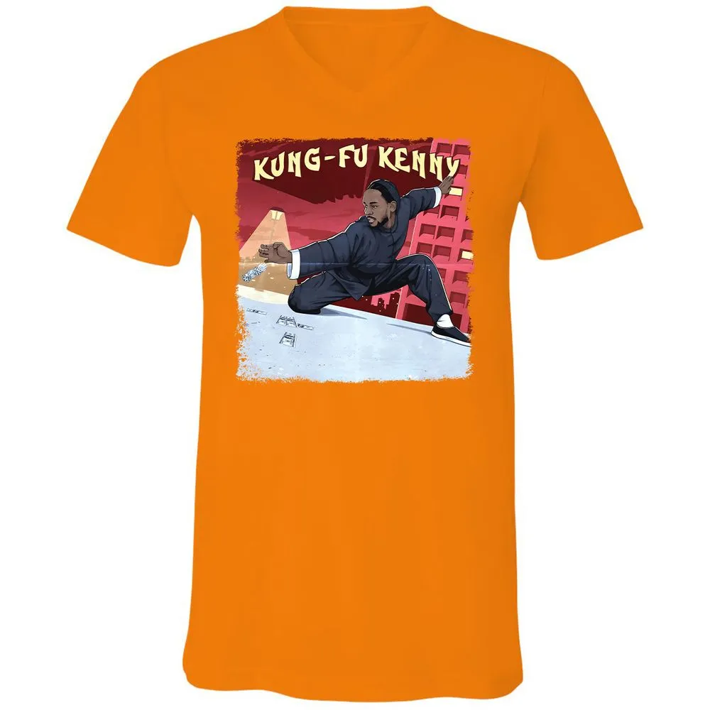 Unisex V-Neck T-Shirt - 7YE8R5FH - Orange - 11