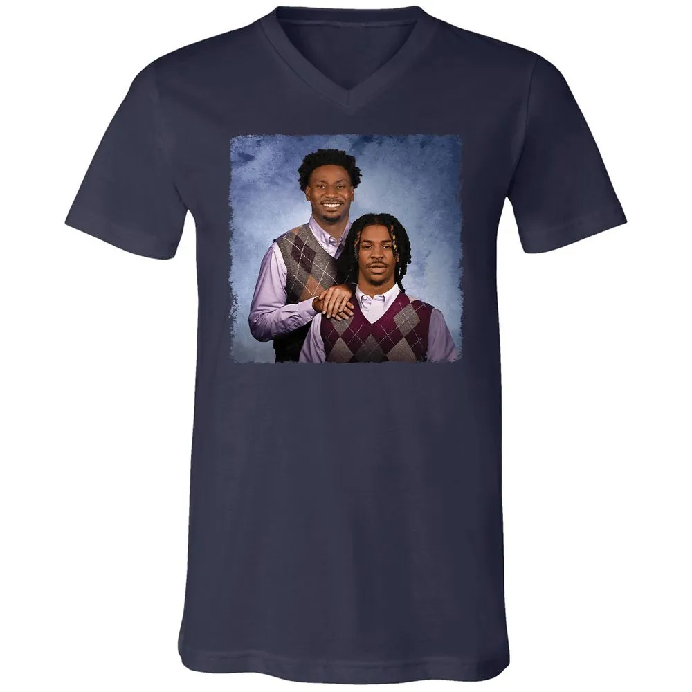 Unisex V-Neck T-Shirt - VYBMJJM1 - Navy - 2