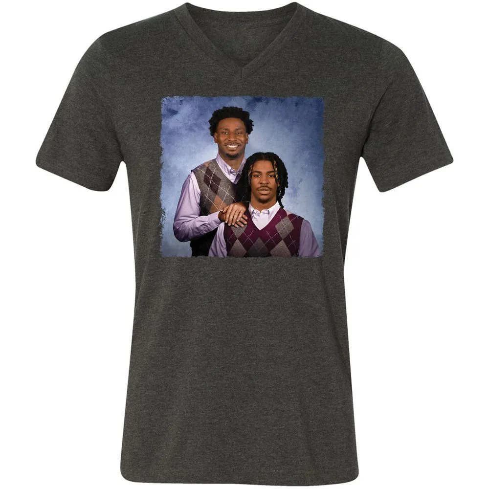 Unisex V-Neck T-Shirt - VYBMJJM1 - Dark Grey Heather - 8
