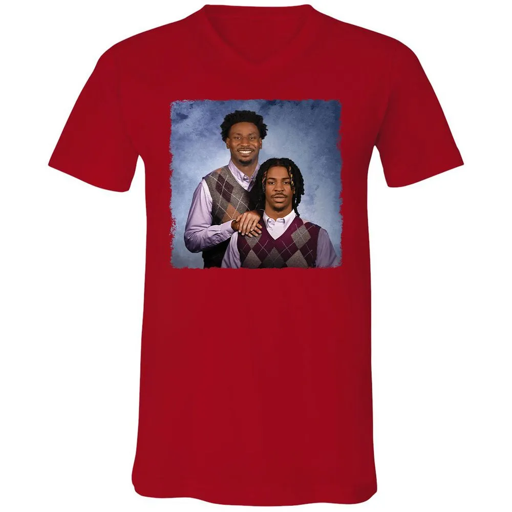 Unisex V-Neck T-Shirt - VYBMJJM1 - Red - 3