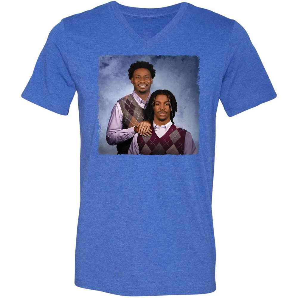 Unisex V-Neck T-Shirt - VYBMJJM1 - Heather True Royal - 14