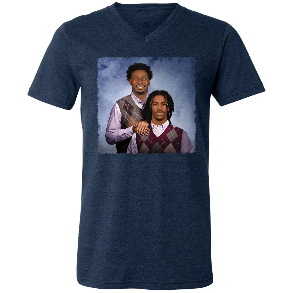 Unisex V-Neck T-Shirt - VYBMJJM1 - Heather Navy - 15