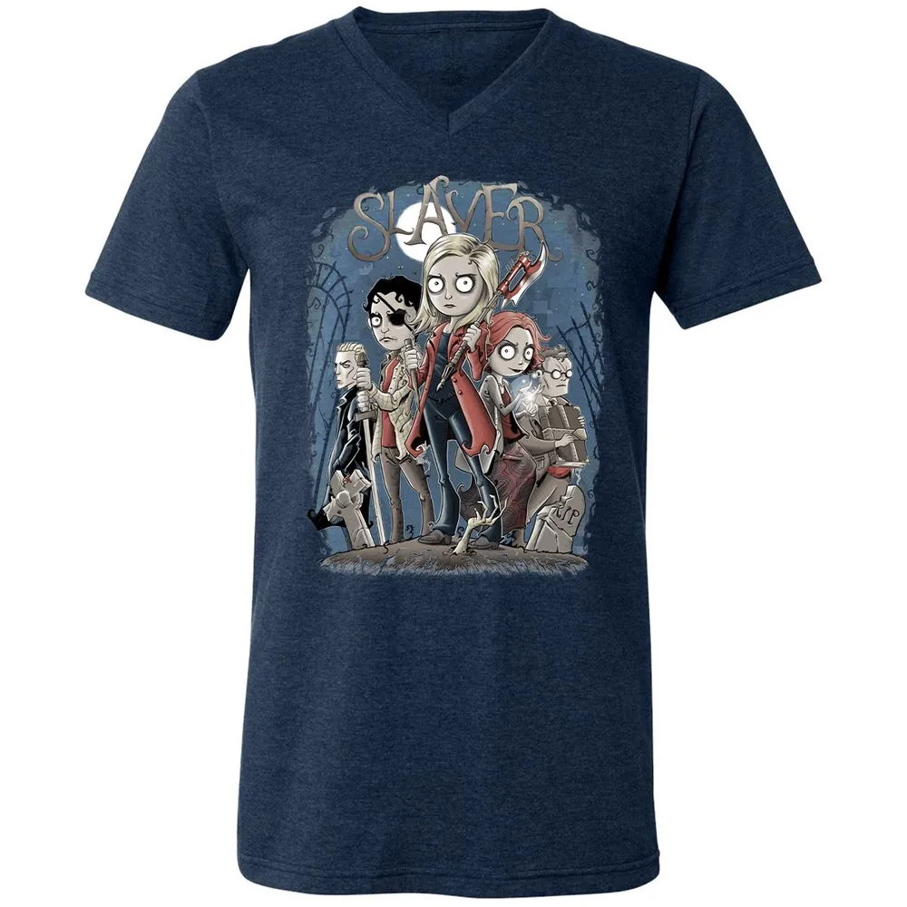 Unisex V-Neck T-Shirt - X28B66NS - Heather Navy - 15