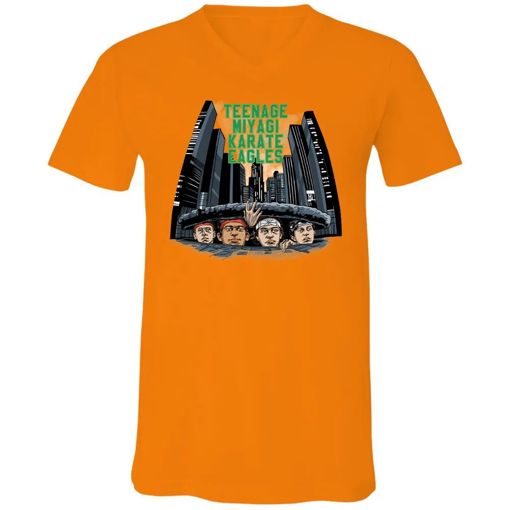 Unisex V-Neck T-Shirt - 5XU6JFTM - Orange - 11