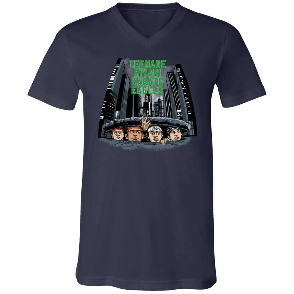 Unisex V-Neck T-Shirt - 5XU6JFTM - Navy - 2