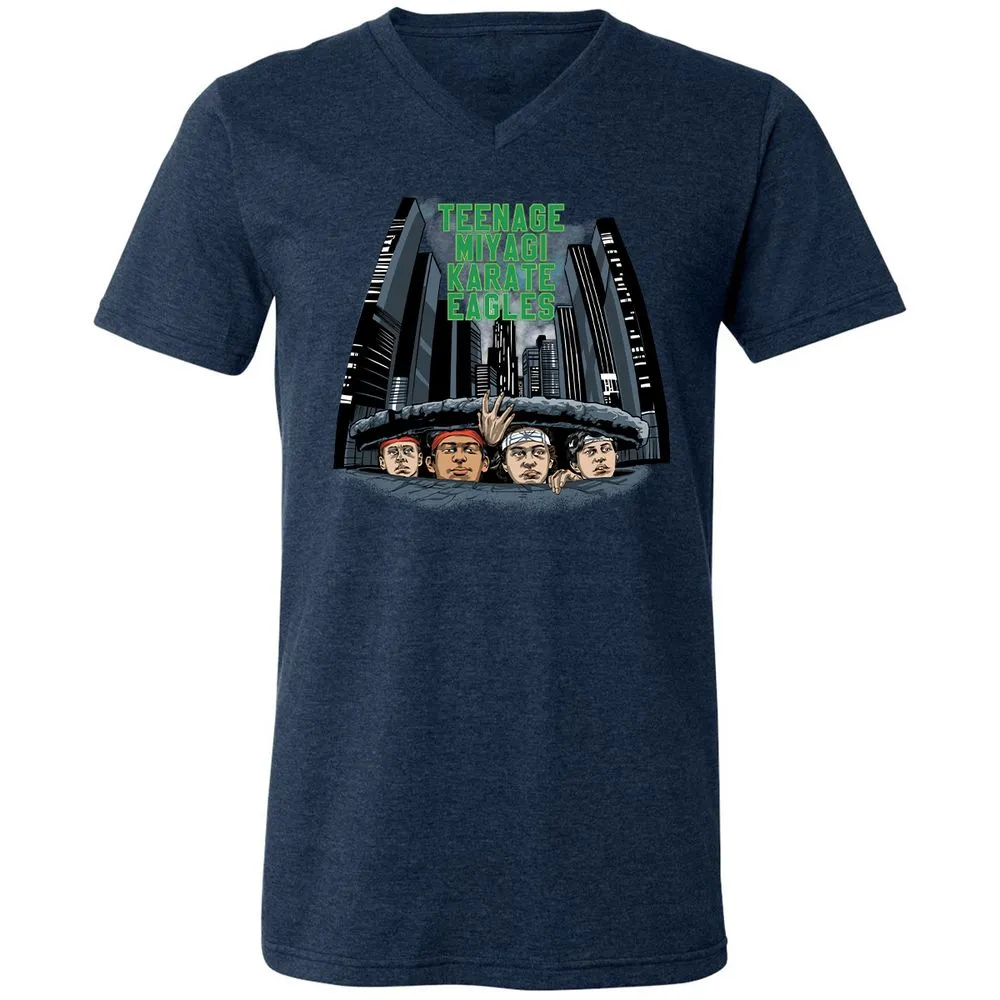 Unisex V-Neck T-Shirt - 5XU6JFTM - Heather Navy - 15