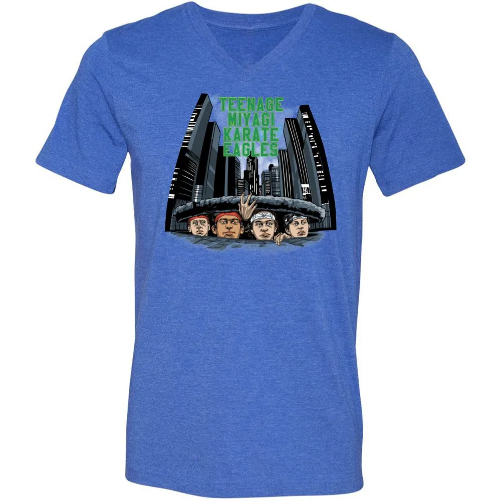 Unisex V-Neck T-Shirt - 5XU6JFTM - Heather True Royal - 14
