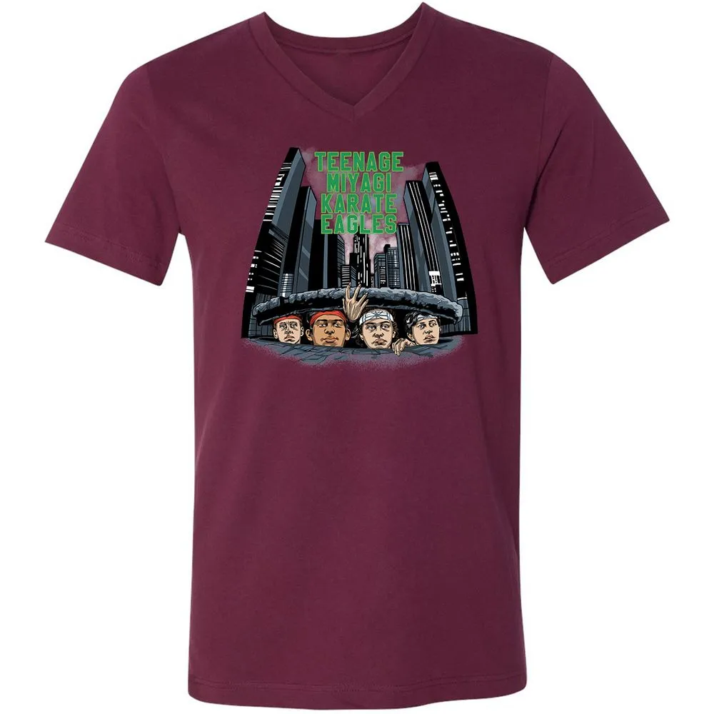 Unisex V-Neck T-Shirt - 5XU6JFTM - Maroon - 6