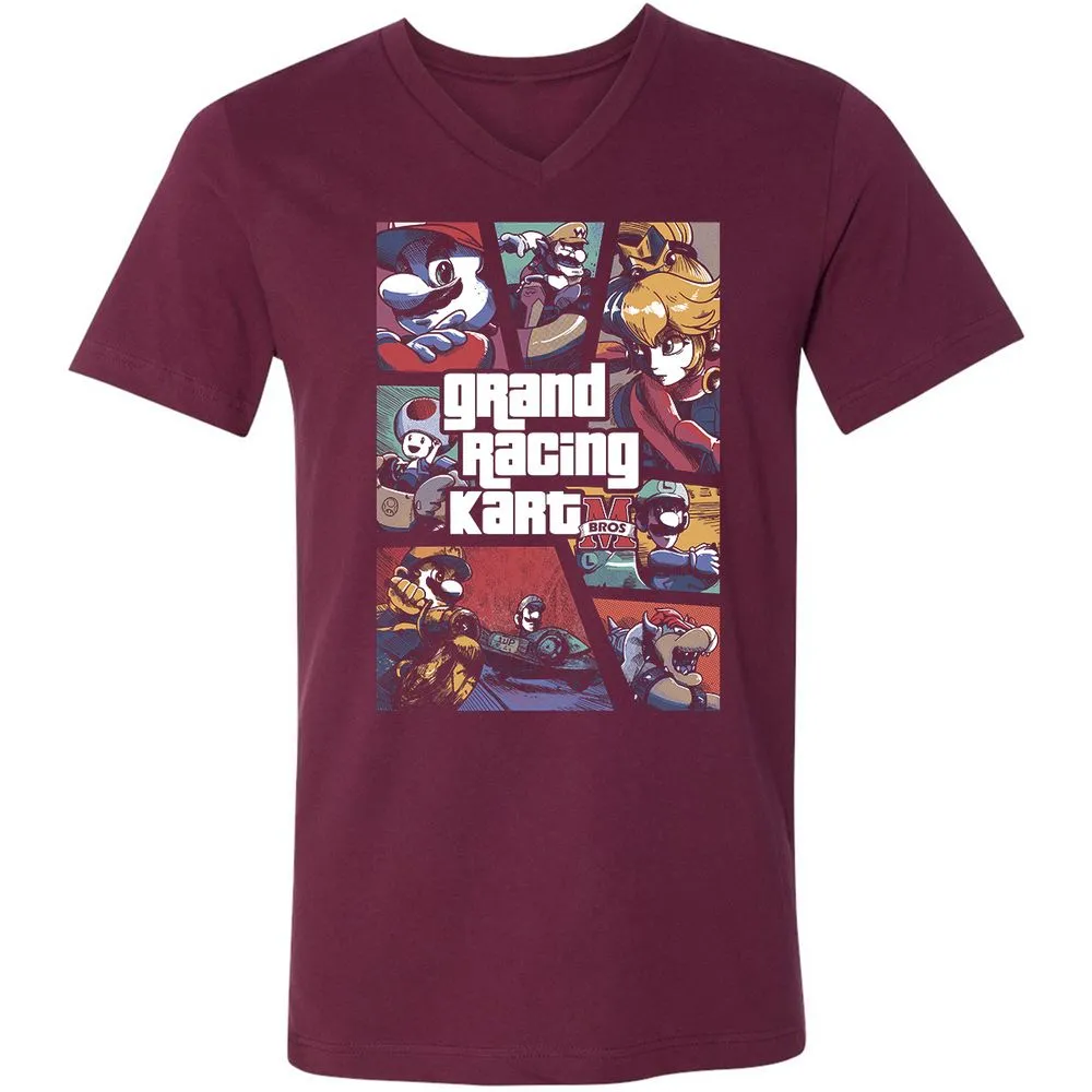 Unisex V-Neck T-Shirt - LU33VTL4 - Maroon - 6