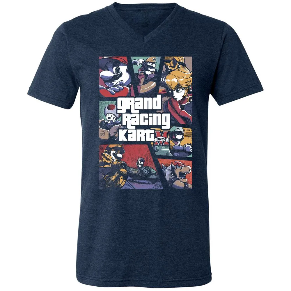 Unisex V-Neck T-Shirt - LU33VTL4 - Heather Navy - 15