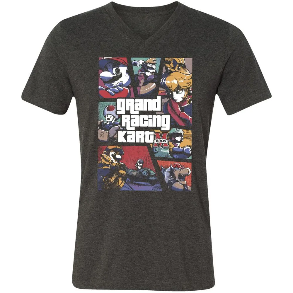Unisex V-Neck T-Shirt - LU33VTL4 - Dark Grey Heather - 8