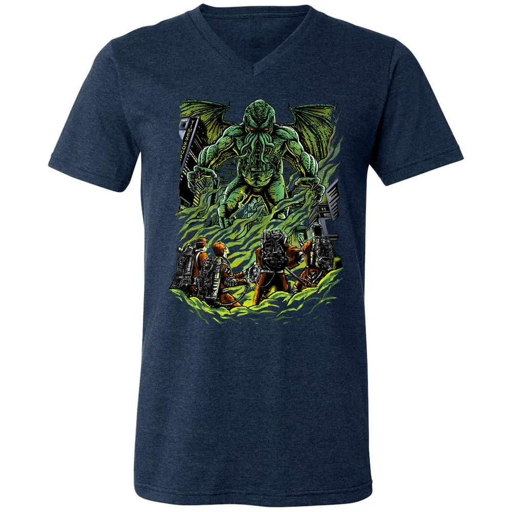 Unisex V-Neck T-Shirt - U43HSAM4 - Heather Navy - 15