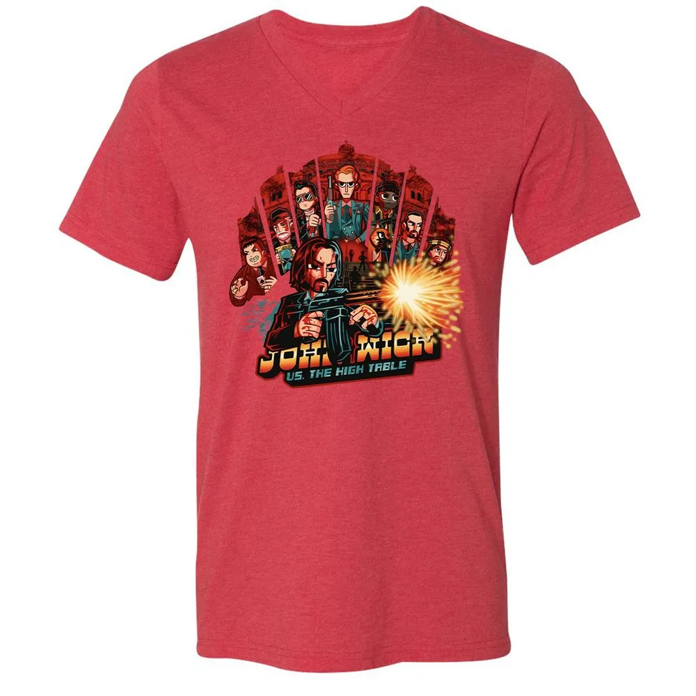 Unisex V-Neck T-Shirt - 5Z6UVZKJ - Heather Red - 16