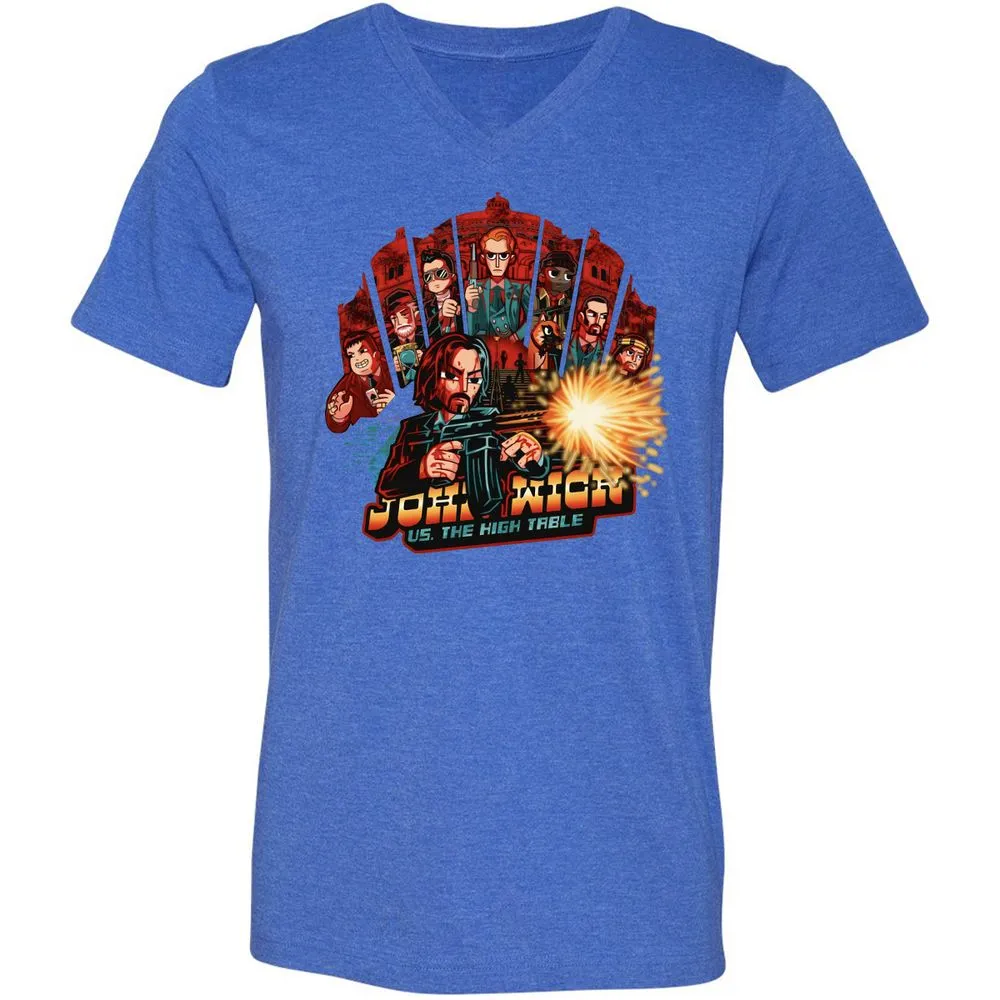 Unisex V-Neck T-Shirt - 5Z6UVZKJ - Heather True Royal - 14