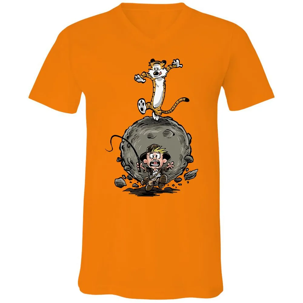 Unisex V-Neck T-Shirt - Y27DQTJR - Orange - 11