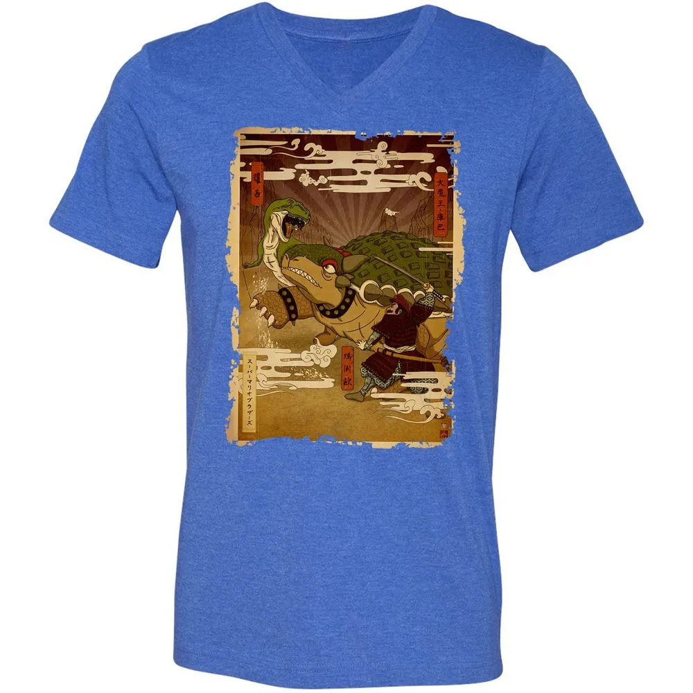 Unisex V-Neck T-Shirt - L7X3GNUC - Heather True Royal - 14