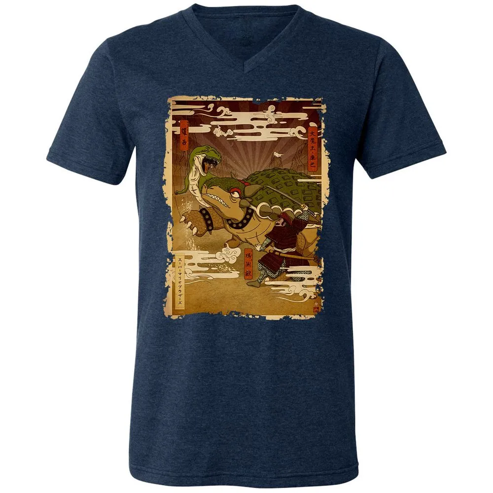 Unisex V-Neck T-Shirt - L7X3GNUC - Heather Navy - 15
