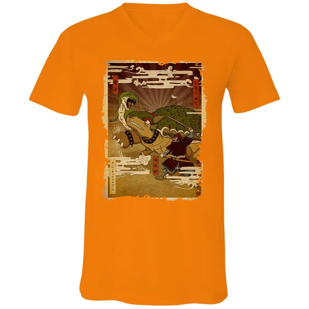 Unisex V-Neck T-Shirt - L7X3GNUC - Orange - 11